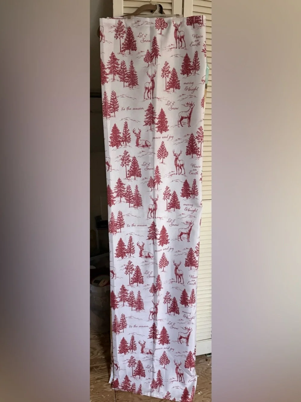 Holiday Deer & Pine Shower Curtain - Red on White